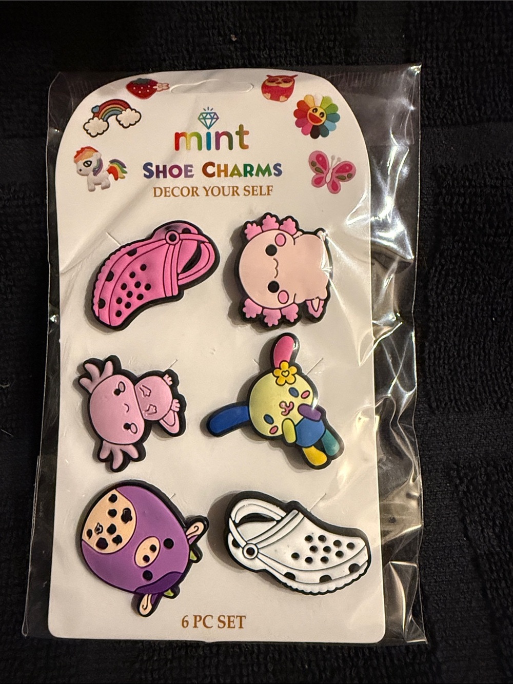 Mint Pink & Multicolor Shoe Charms 6-Piece Set